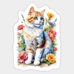 Adorable watercolor kitty Sticker